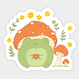 Cute frog wearing mushroom hat 🐸 Sticker